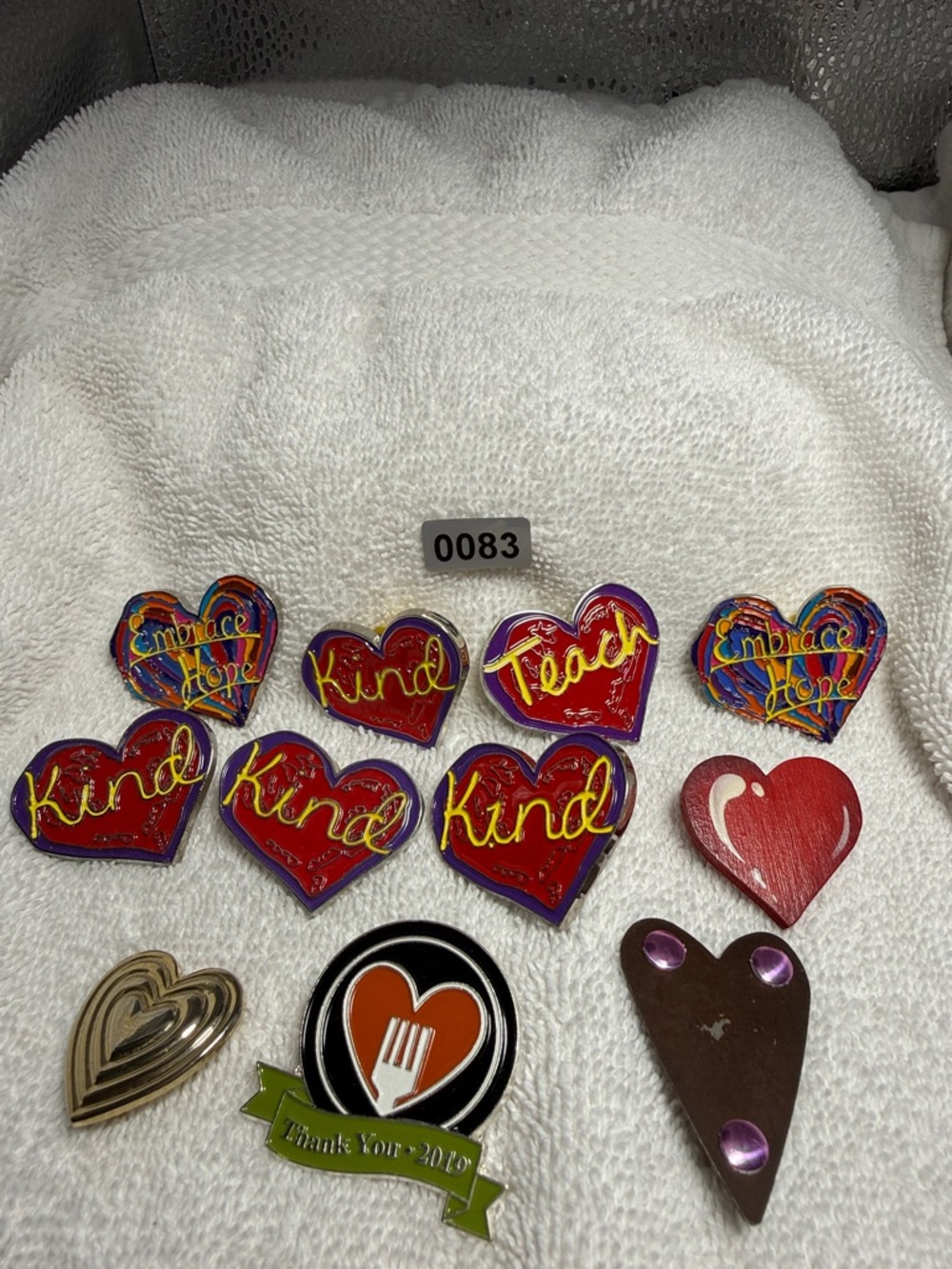 11 Different Red Enamel Heart Brooch Pins Penzey’s, Variety Club